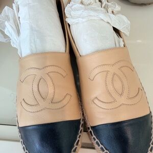 CHANEL Beige and Black Espadrilles